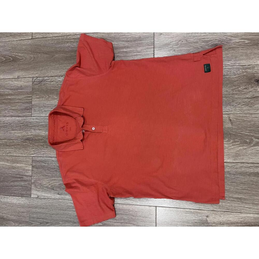 Orvis Men's Orange Polo Shirt Large